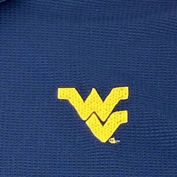 West Virginia Mountaineers Shirt Mens L Blue Nike Team Short Sleeve Polo Fit Dry - Picture 2 of 11